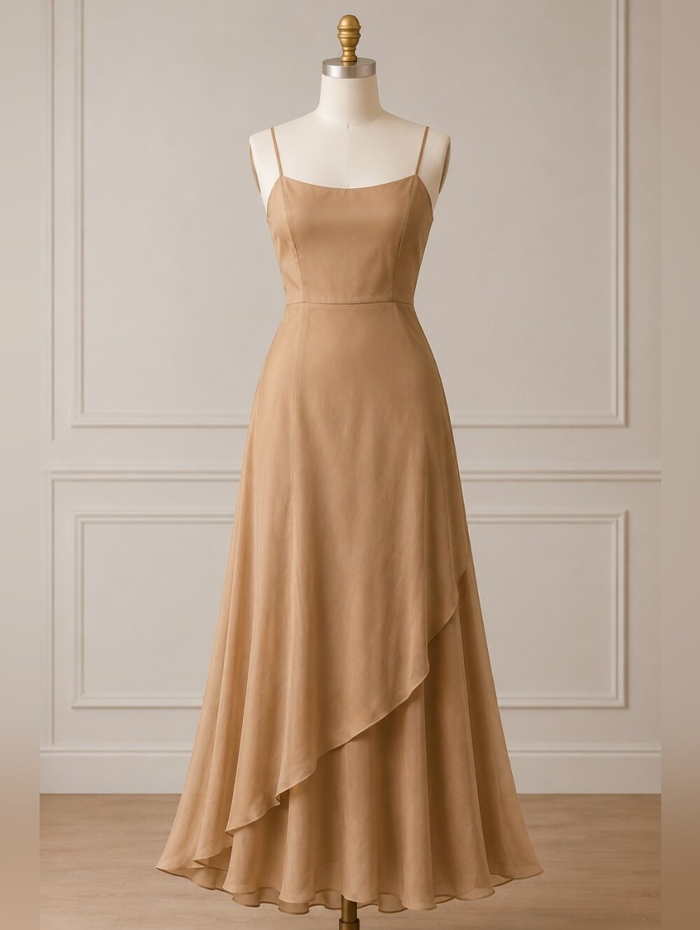 Alfred Angelo Harvest Gold High Low Chiffon Bridesmaid Dress Formal Evening Gown
